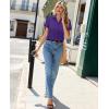 image:imagesiliteelon Women Button Down Shirts Short Sleeve Button up WomenStain Resistant Dress Shirts with Pocket fit Work BlousePurple