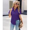 image:imagesiliteelon Women Button Down Shirts Short Sleeve Button up WomenStain Resistant Dress Shirts with Pocket fit Work BlousePurple