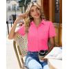 image:imagesiliteelon Women Button Down Shirts Short Sleeve Button up WomenStain Resistant Dress Shirts with Pocket fit Work BlouseRose Red