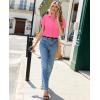 image:imagesiliteelon Women Button Down Shirts Short Sleeve Button up WomenStain Resistant Dress Shirts with Pocket fit Work BlouseRose Red
