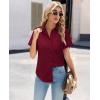 image:imagesiliteelon Women Button Down Shirts Short Sleeve Button up WomenStain Resistant Dress Shirts with Pocket fit Work BlouseWine Red