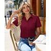 image:imagesiliteelon Women Button Down Shirts Short Sleeve Button up WomenStain Resistant Dress Shirts with Pocket fit Work BlouseWine Red