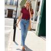 image:imagesiliteelon Women Button Down Shirts Short Sleeve Button up WomenStain Resistant Dress Shirts with Pocket fit Work BlouseWine Red