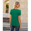 image:imagesiliteelon Women Dressy Casual Blouses Short Sleeve Shirts V Neck Trendy Spring Clothes Vacation Boho TopsGreen
