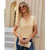 image:imagesiliteelon Women Dressy Casual Blouses Short Sleeve Shirts V Neck Trendy Spring Clothes Vacation Boho TopsKhaki
