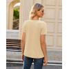 image:imagesiliteelon Women Dressy Casual Blouses Short Sleeve Shirts V Neck Trendy Spring Clothes Vacation Boho TopsKhaki