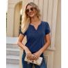 image:imagesiliteelon Women Dressy Casual Blouses Short Sleeve Shirts V Neck Trendy Spring Clothes Vacation Boho TopsNavy Blue