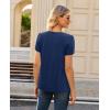 image:imagesiliteelon Women Dressy Casual Blouses Short Sleeve Shirts V Neck Trendy Spring Clothes Vacation Boho TopsNavy Blue