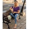 image:imagesiliteelon Women Dressy Casual Blouses Short Sleeve Shirts V Neck Trendy Spring Clothes Vacation Boho TopsPurple