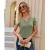image:imagesiliteelon Women Dressy Casual Blouses Short Sleeve Shirts V Neck Trendy Spring Clothes Vacation Boho TopsSage Grass Green
