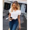 image:imagesiliteelon Women Dressy Casual Blouses Short Sleeve Shirts V Neck Trendy Spring Clothes Vacation Boho TopsWhite