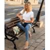image:imagesiliteelon Women Dressy Casual Blouses Short Sleeve Shirts V Neck Trendy Spring Clothes Vacation Boho TopsWhite