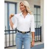 image:imagesiliteelon Womens Button Down Shirt 34 Sleeve Wrinkle Free Stretch Collared Dress Shirt Business Casual Work BlouseA White