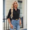 image:imagesiliteelon Womens Button Down Shirt 34 Sleeve Wrinkle Free Stretch Collared Dress Shirt Business Casual Work BlouseAll Black