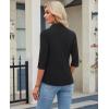 image:imagesiliteelon Womens Button Down Shirt 34 Sleeve Wrinkle Free Stretch Collared Dress Shirt Business Casual Work BlouseAll Black