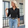 image:imagesiliteelon Womens Button Down Shirt 34 Sleeve Wrinkle Free Stretch Collared Dress Shirt Business Casual Work BlouseAll Black