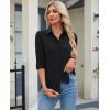 image:imagesiliteelon Womens Button Down Shirt 34 Sleeve Wrinkle Free Stretch Collared Dress Shirt Business Casual Work BlouseAll Black