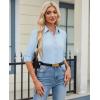 image:imagesiliteelon Womens Button Down Shirt 34 Sleeve Wrinkle Free Stretch Collared Dress Shirt Business Casual Work BlouseAll Light Blue