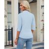 image:imagesiliteelon Womens Button Down Shirt 34 Sleeve Wrinkle Free Stretch Collared Dress Shirt Business Casual Work BlouseAll Light Blue