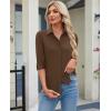 image:imagesiliteelon Womens Button Down Shirt 34 Sleeve Wrinkle Free Stretch Collared Dress Shirt Business Casual Work BlouseCoffee Brown
