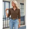 image:imagesiliteelon Womens Button Down Shirt 34 Sleeve Wrinkle Free Stretch Collared Dress Shirt Business Casual Work BlouseCoffee Brown