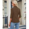 image:imagesiliteelon Womens Button Down Shirt 34 Sleeve Wrinkle Free Stretch Collared Dress Shirt Business Casual Work BlouseCoffee Brown