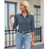 image:imagesiliteelon Womens Button Down Shirt 34 Sleeve Wrinkle Free Stretch Collared Dress Shirt Business Casual Work BlouseLight Gray Blue