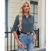 image:imagesiliteelon Womens Button Down Shirt 34 Sleeve Wrinkle Free Stretch Collared Dress Shirt Business Casual Work BlouseLight Gray Blue