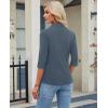 image:imagesiliteelon Womens Button Down Shirt 34 Sleeve Wrinkle Free Stretch Collared Dress Shirt Business Casual Work BlouseLight Gray Blue