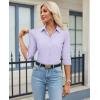 image:imagesiliteelon Womens Button Down Shirt 34 Sleeve Wrinkle Free Stretch Collared Dress Shirt Business Casual Work BlouseLight Purple