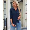 image:imagesiliteelon Womens Button Down Shirt 34 Sleeve Wrinkle Free Stretch Collared Dress Shirt Business Casual Work BlouseNavy Blue