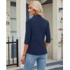 image:imagesiliteelon Womens Button Down Shirt 34 Sleeve Wrinkle Free Stretch Collared Dress Shirt Business Casual Work BlouseNavy Blue