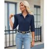 image:imagesiliteelon Womens Button Down Shirt 34 Sleeve Wrinkle Free Stretch Collared Dress Shirt Business Casual Work BlouseNavy Blue