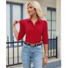 image:imagesiliteelon Womens Button Down Shirt 34 Sleeve Wrinkle Free Stretch Collared Dress Shirt Business Casual Work BlouseRed