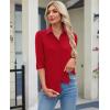 image:imagesiliteelon Womens Button Down Shirt 34 Sleeve Wrinkle Free Stretch Collared Dress Shirt Business Casual Work BlouseRed
