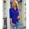 image:imagesiliteelon Womens Button Down Shirt 34 Sleeve Wrinkle Free Stretch Collared Dress Shirt Business Casual Work BlouseSapphire Blue