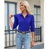 image:imagesiliteelon Womens Button Down Shirt 34 Sleeve Wrinkle Free Stretch Collared Dress Shirt Business Casual Work BlouseSapphire Blue