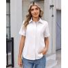 image:imagesiliteelon Womens Stain Resistant Button Down Shirt Short Sleeve Wrinkle Free Business Casual Work Blouse TopsA White