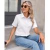 image:imagesiliteelon Womens Stain Resistant Button Down Shirt Short Sleeve Wrinkle Free Business Casual Work Blouse TopsA White