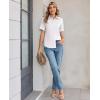 image:imagesiliteelon Womens Stain Resistant Button Down Shirt Short Sleeve Wrinkle Free Business Casual Work Blouse TopsA White