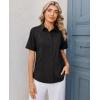 image:imagesiliteelon Womens Stain Resistant Button Down Shirt Short Sleeve Wrinkle Free Business Casual Work Blouse TopsAll Black