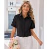 image:imagesiliteelon Womens Stain Resistant Button Down Shirt Short Sleeve Wrinkle Free Business Casual Work Blouse TopsAll Black