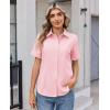 image:imagesiliteelon Womens Stain Resistant Button Down Shirt Short Sleeve Wrinkle Free Business Casual Work Blouse TopsAll Light Pink
