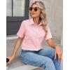 image:imagesiliteelon Womens Stain Resistant Button Down Shirt Short Sleeve Wrinkle Free Business Casual Work Blouse TopsAll Light Pink