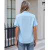 image:imagesiliteelon Womens Stain Resistant Button Down Shirt Short Sleeve Wrinkle Free Business Casual Work Blouse TopsB Light Blue