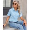 image:imagesiliteelon Womens Stain Resistant Button Down Shirt Short Sleeve Wrinkle Free Business Casual Work Blouse TopsB Light Blue