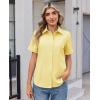 image:imagesiliteelon Womens Stain Resistant Button Down Shirt Short Sleeve Wrinkle Free Business Casual Work Blouse TopsB Light Yellow