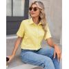 image:imagesiliteelon Womens Stain Resistant Button Down Shirt Short Sleeve Wrinkle Free Business Casual Work Blouse TopsB Light Yellow