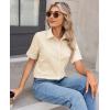 image:imagesiliteelon Womens Stain Resistant Button Down Shirt Short Sleeve Wrinkle Free Business Casual Work Blouse TopsBeige