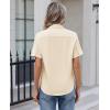 image:imagesiliteelon Womens Stain Resistant Button Down Shirt Short Sleeve Wrinkle Free Business Casual Work Blouse TopsBeige